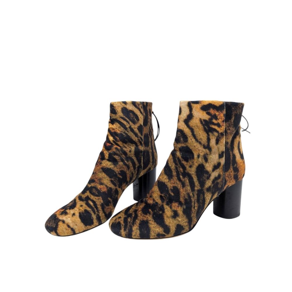 Isabel Marant Ritza Leopard Velvet Ankle Boots EU 38 US 8 Italy
